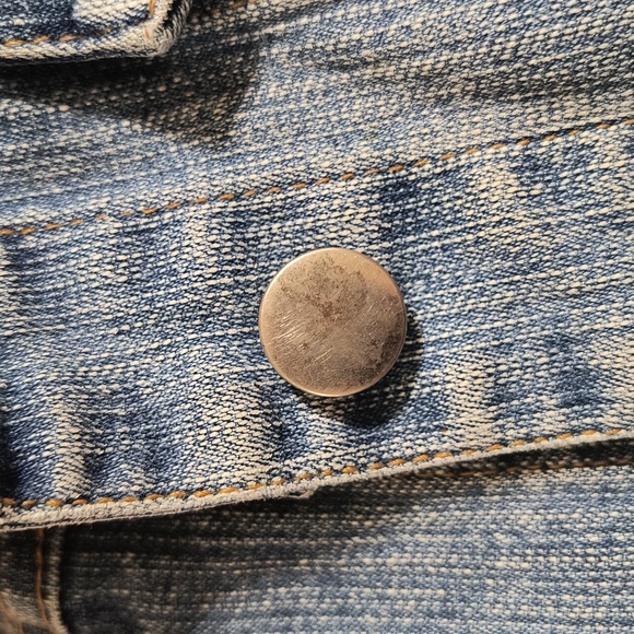 Forever 21 blue jean jacket, size medium, distressed denim - Picture 7 of 10